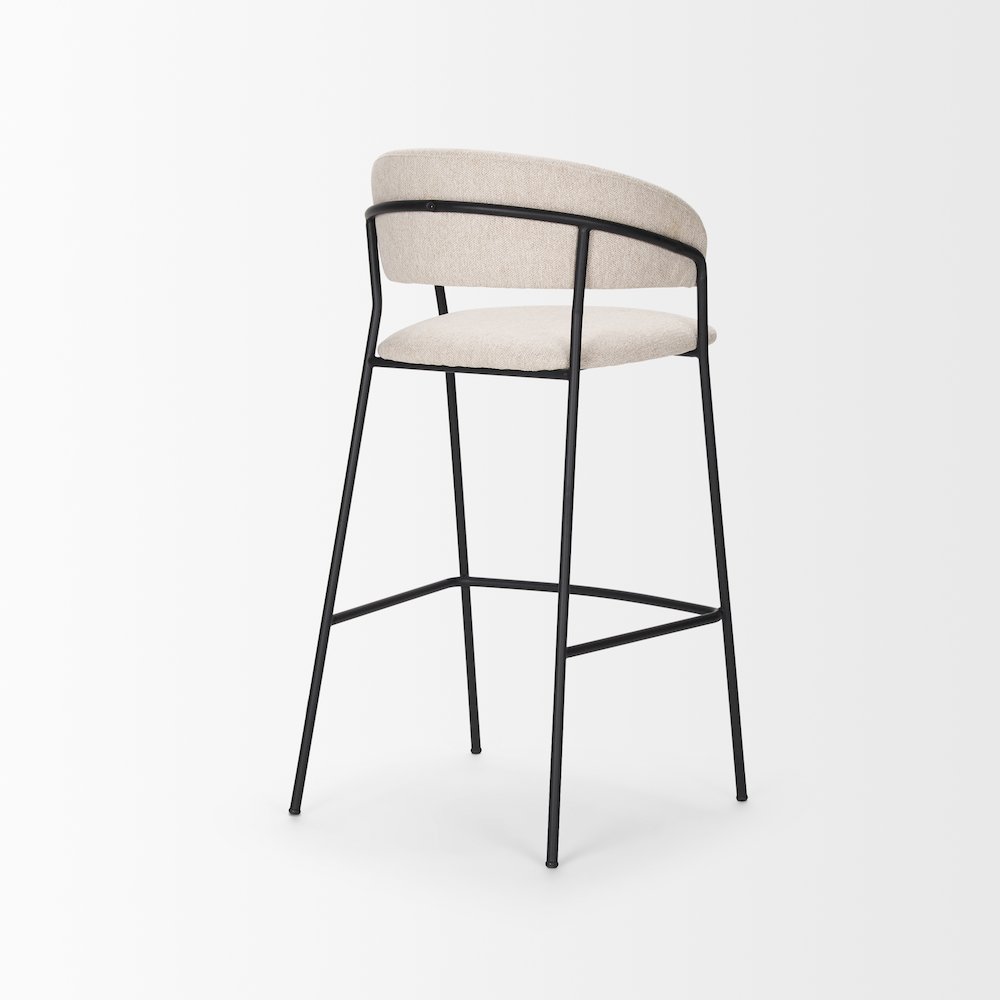 Bar Stool Oatmeal Fabric & Matte Black Metal. Picture 5