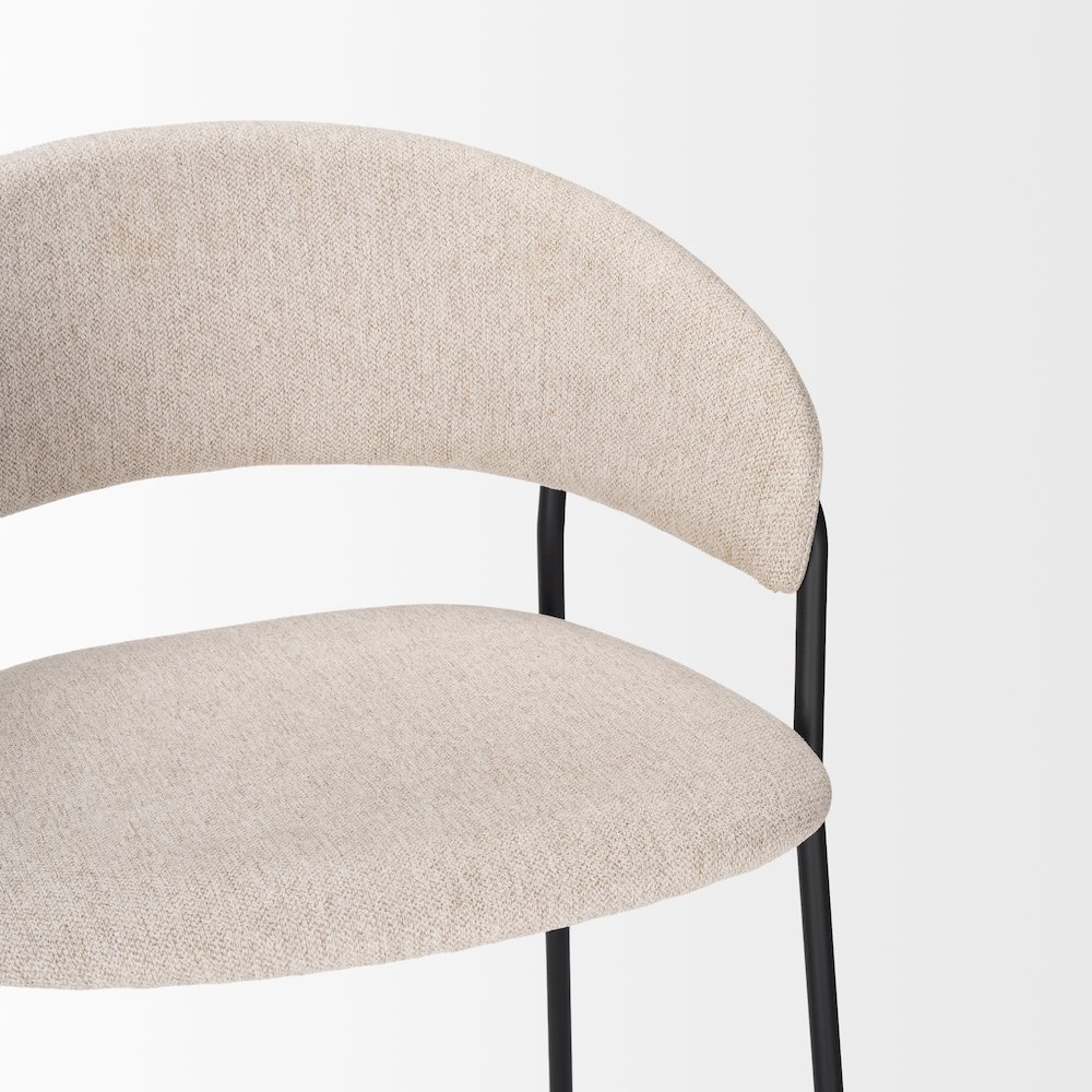 Bar Stool Oatmeal Fabric & Matte Black Metal. Picture 8