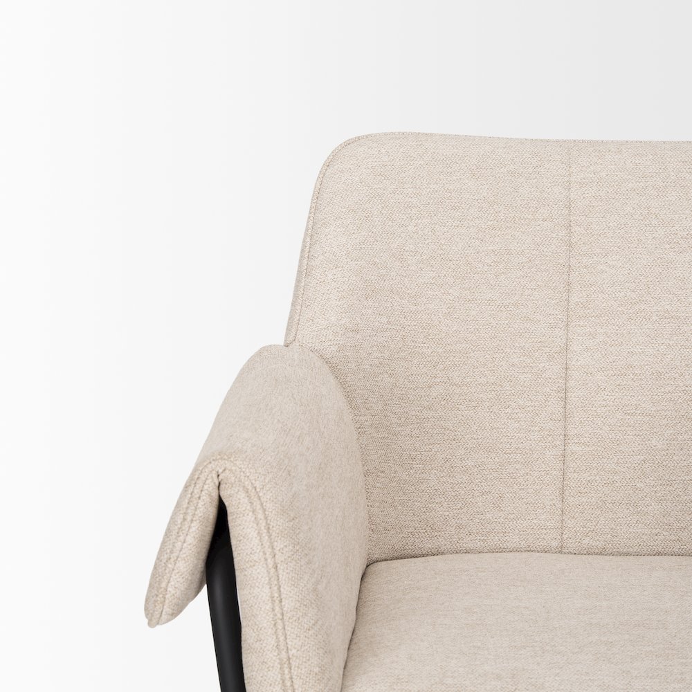 Dining Chair Oatmeal Fabric & Matte Black Metal Legs. Picture 2