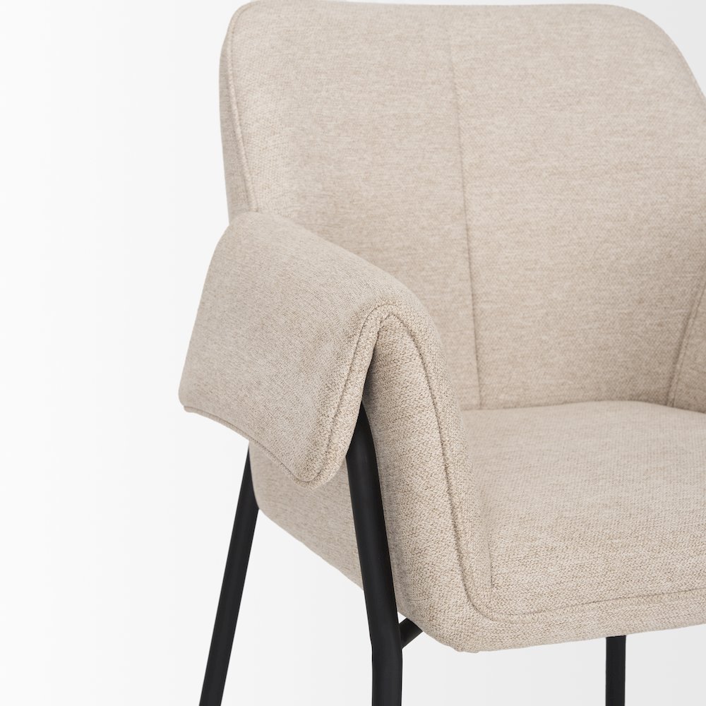 Dining Chair Oatmeal Fabric & Matte Black Metal Legs. Picture 3
