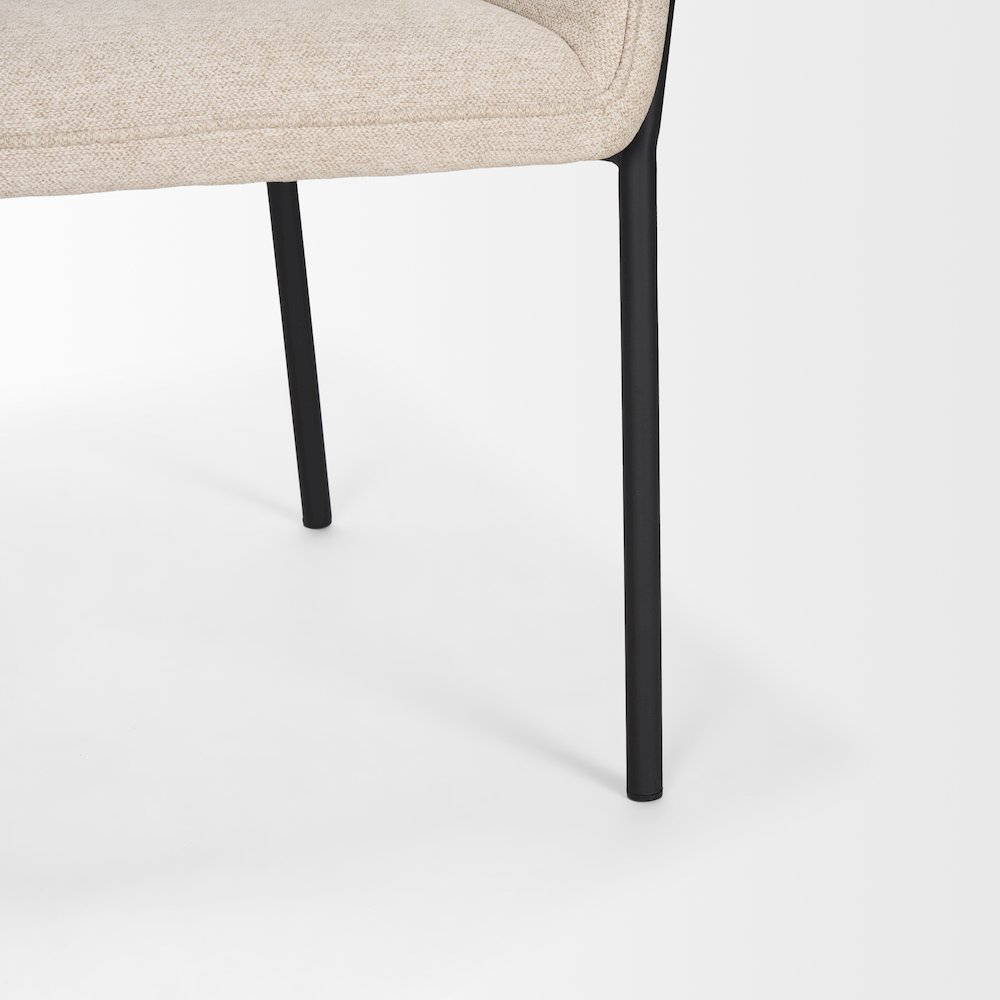 Dining Chair Oatmeal Fabric & Matte Black Metal Legs. Picture 4