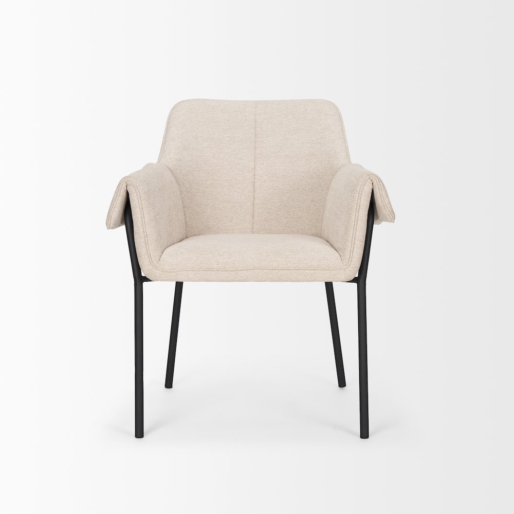 Dining Chair Oatmeal Fabric & Matte Black Metal Legs. Picture 8