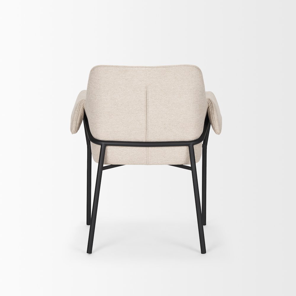 Dining Chair Oatmeal Fabric & Matte Black Metal Legs. Picture 10