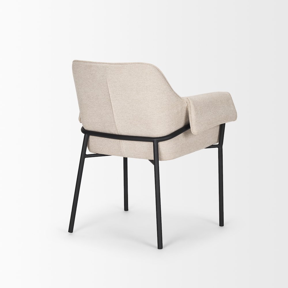 Dining Chair Oatmeal Fabric & Matte Black Metal Legs. Picture 11