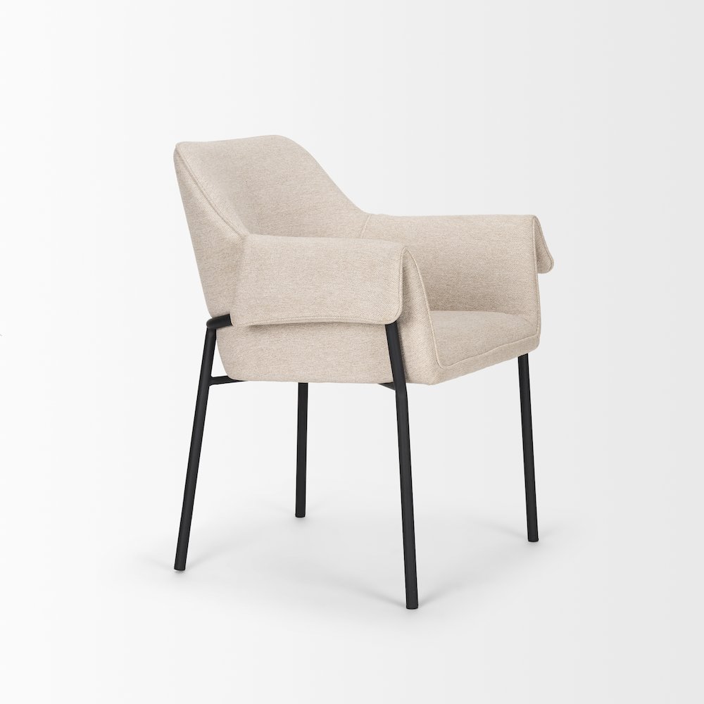 Dining Chair Oatmeal Fabric & Matte Black Metal Legs. Picture 12