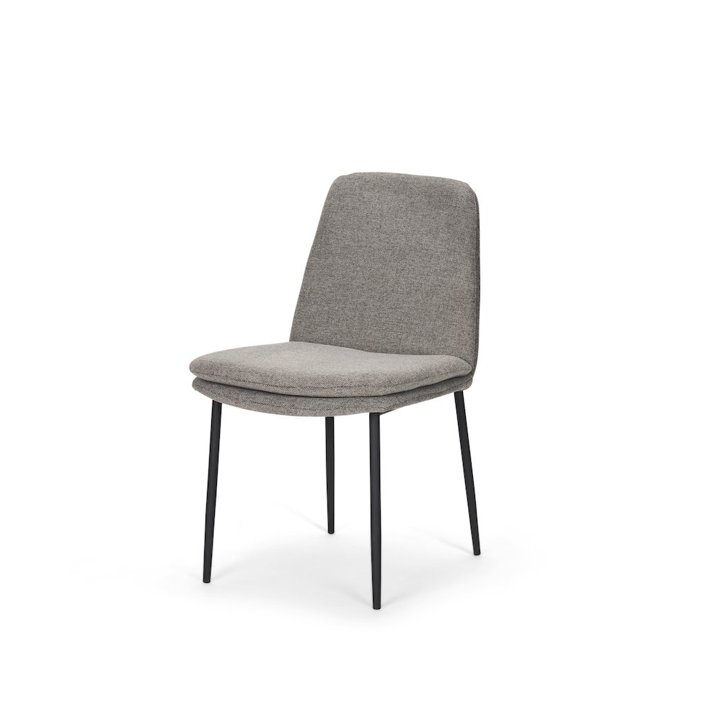 Dining Chair Gray Fabric & Matte Black Metal. Picture 1