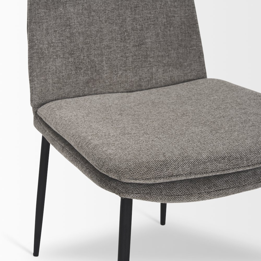 Dining Chair Gray Fabric & Matte Black Metal. Picture 3
