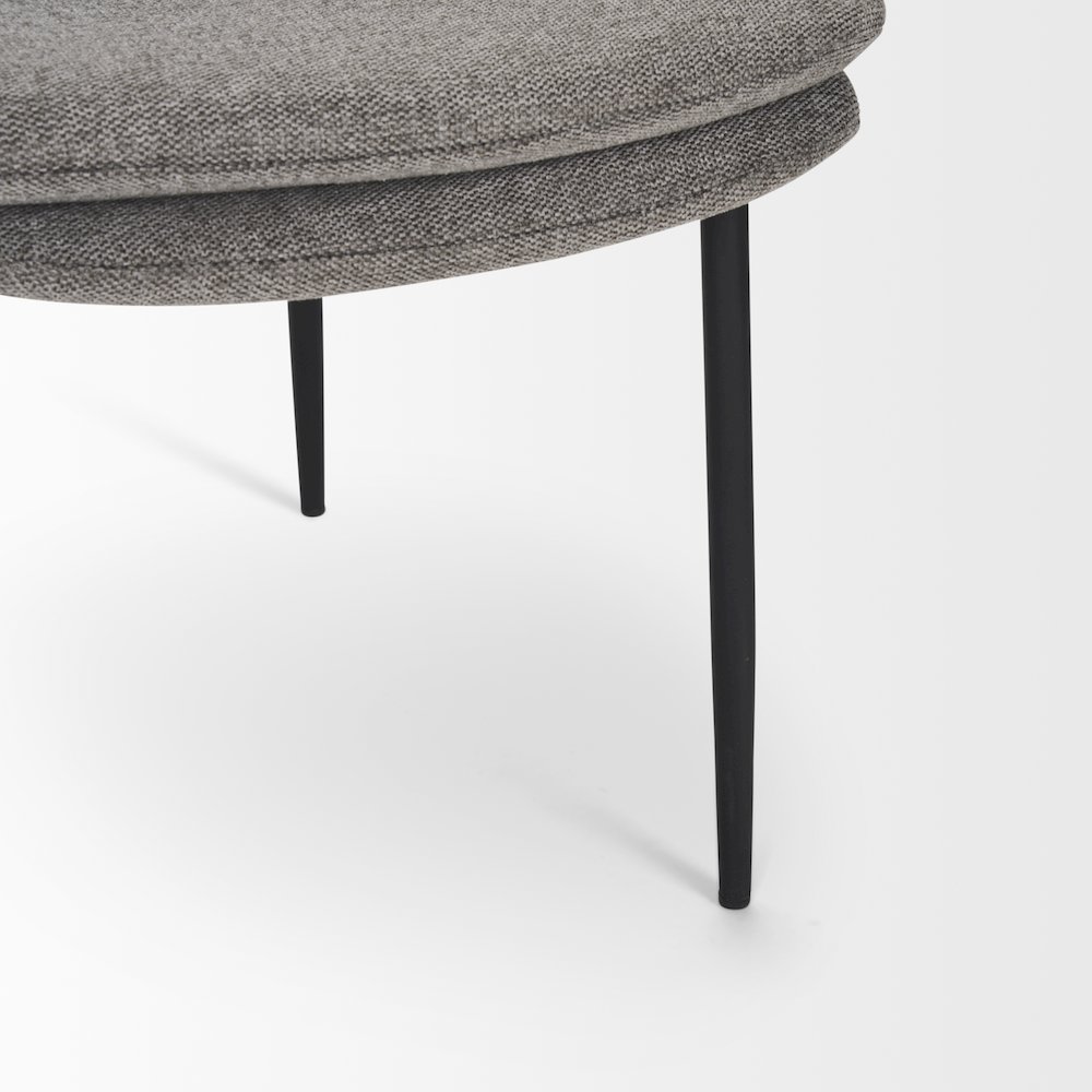 Dining Chair Gray Fabric & Matte Black Metal. Picture 4