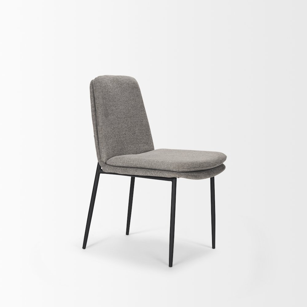 Dining Chair Gray Fabric & Matte Black Metal. Picture 12