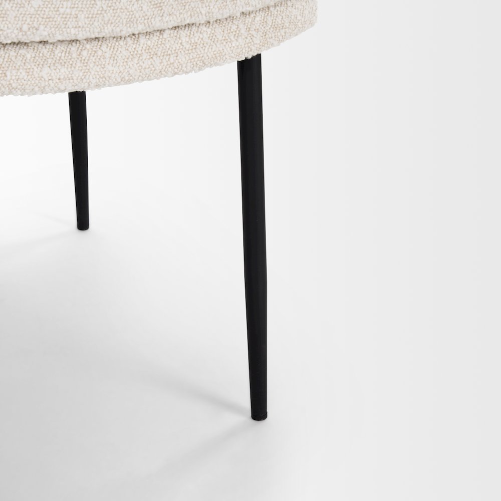 Dining Chair Cream Boucle Fabric & Matte Black Metal. Picture 3