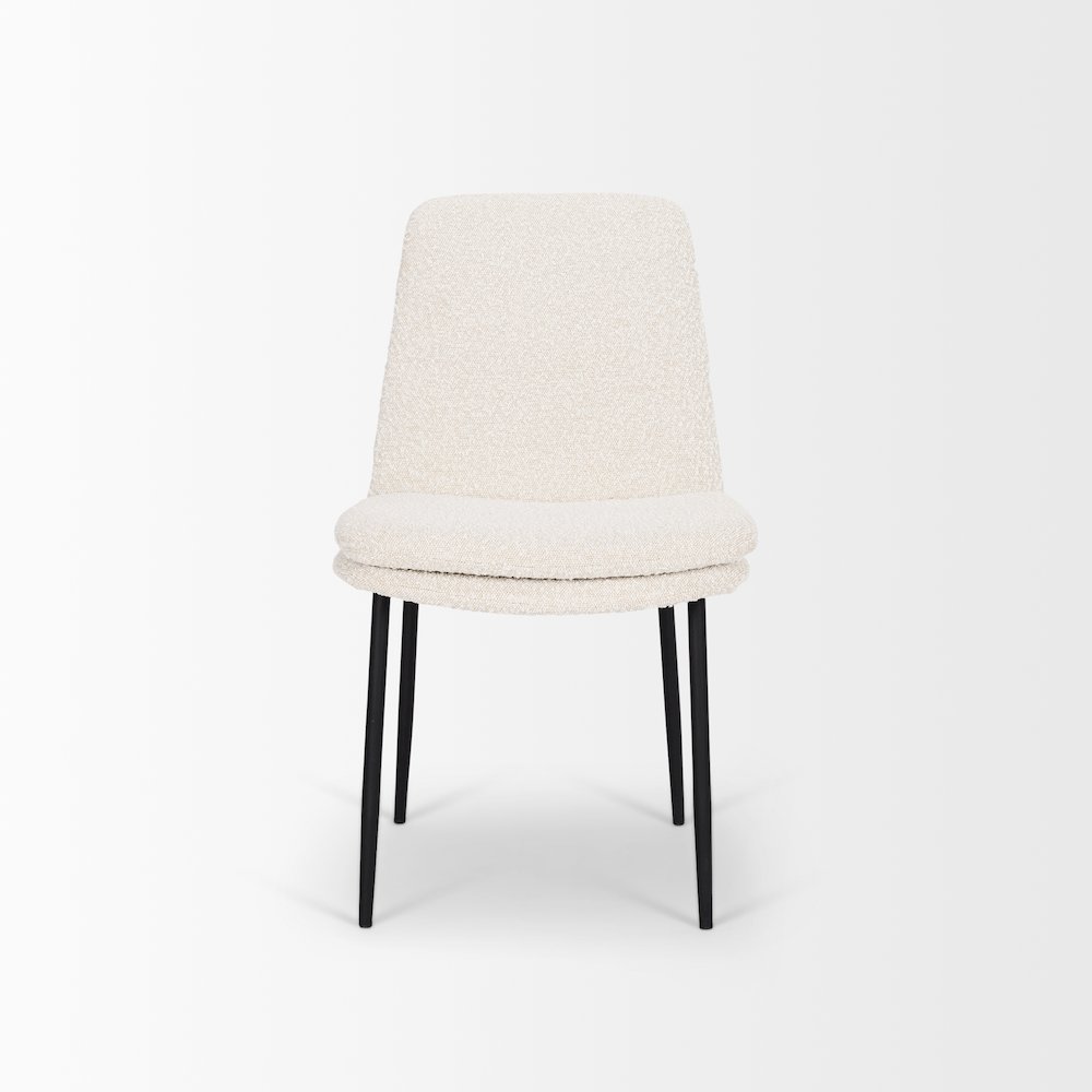 Dining Chair Cream Boucle Fabric & Matte Black Metal. Picture 6