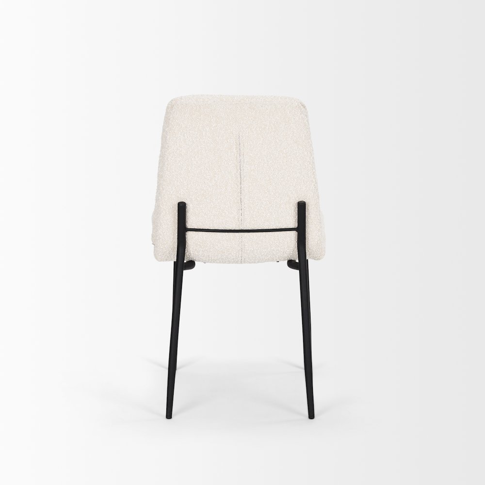 Dining Chair Cream Boucle Fabric & Matte Black Metal. Picture 8