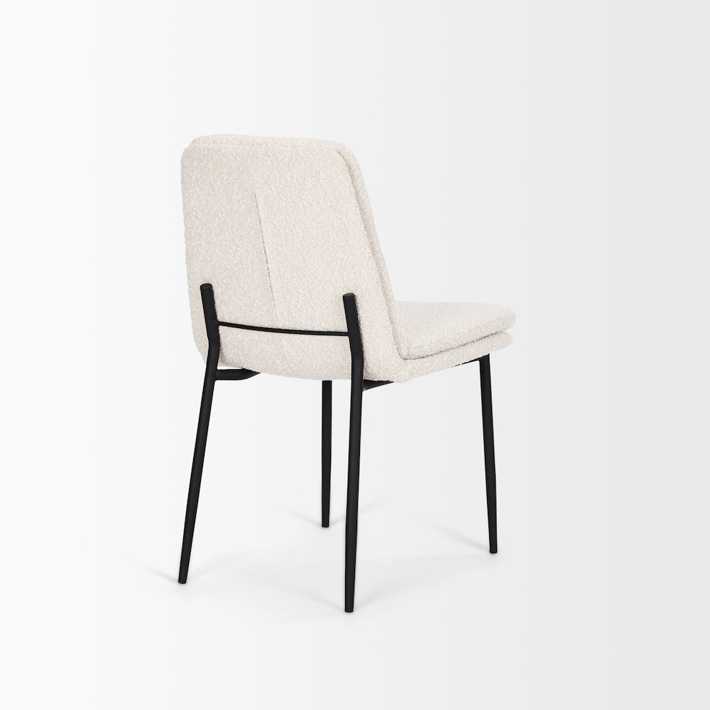 Dining Chair Cream Boucle Fabric & Matte Black Metal. Picture 9