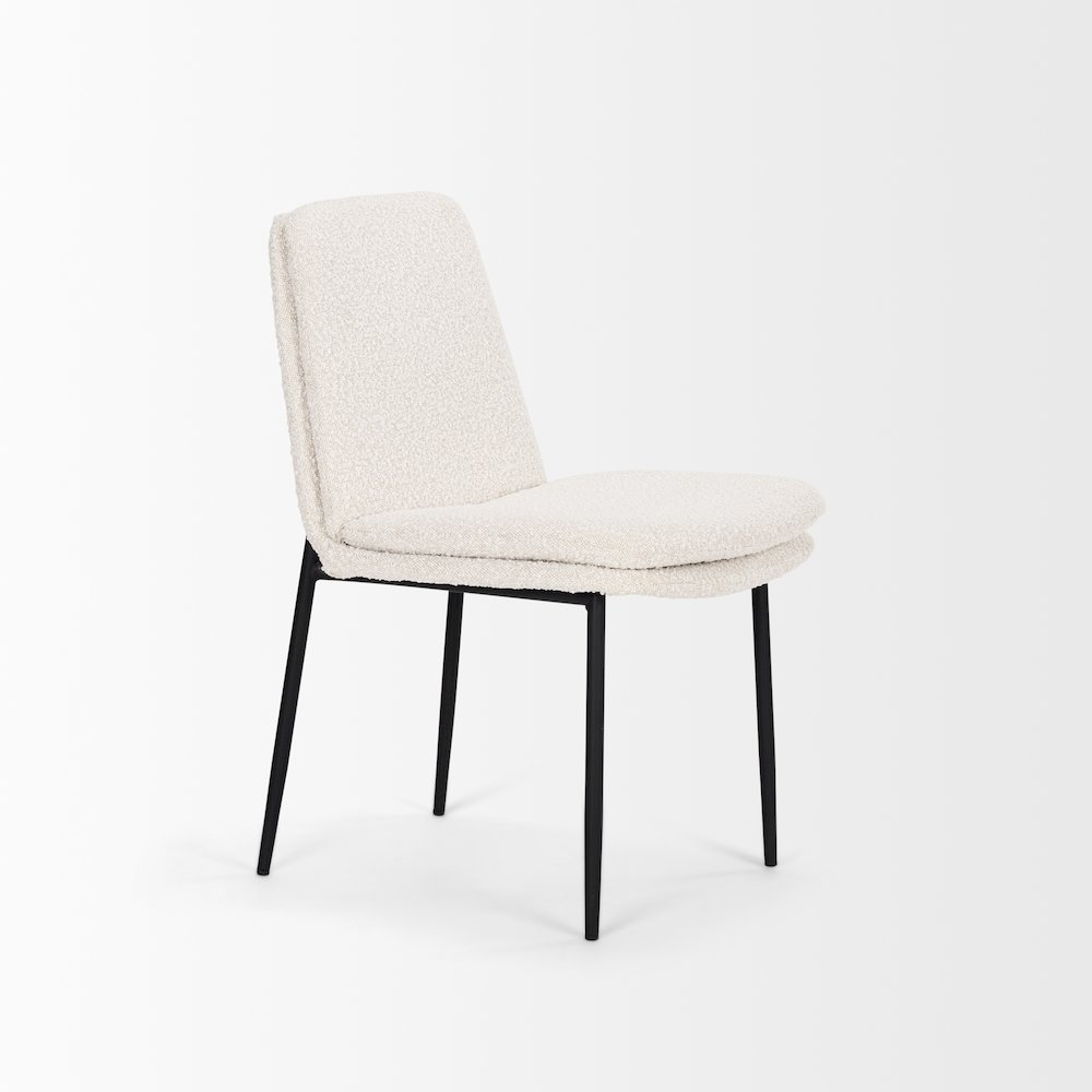 Dining Chair Cream Boucle Fabric & Matte Black Metal. Picture 10