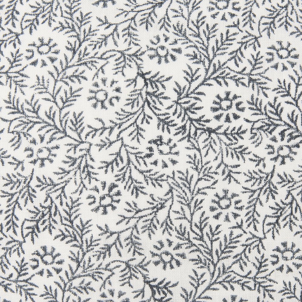 Cream Indigo Print Linen Lumbar Decorative Pillow Cover. Picture 7