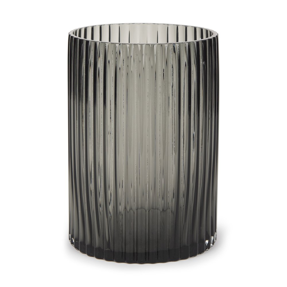 Dawn Short Smokey Black Glass Vase. Picture 1