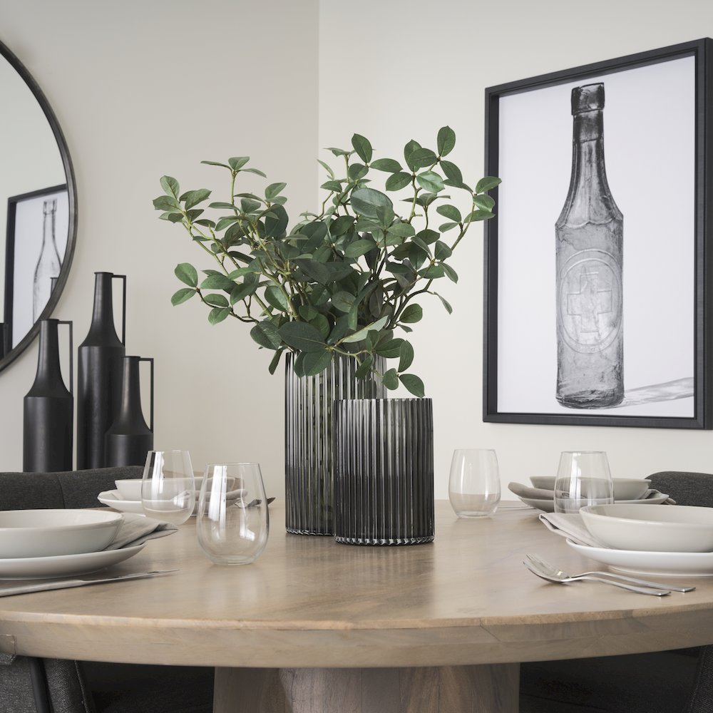 Dawn Short Smokey Black Glass Vase. Picture 6