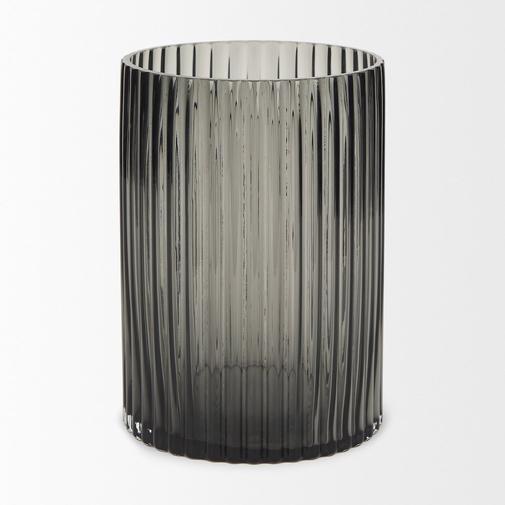Dawn Short Smokey Black Glass Vase. Picture 7