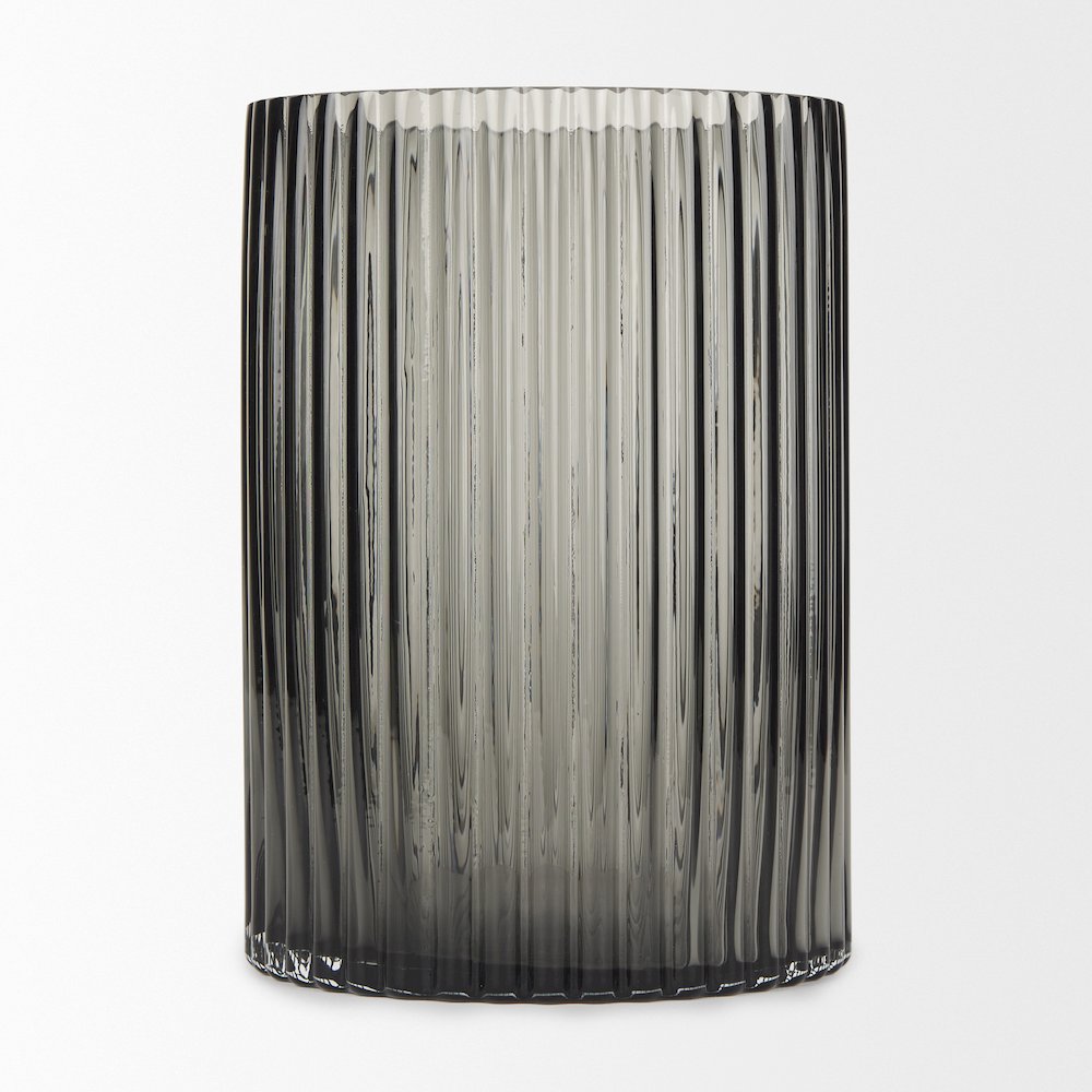 Dawn Short Smokey Black Glass Vase. Picture 8