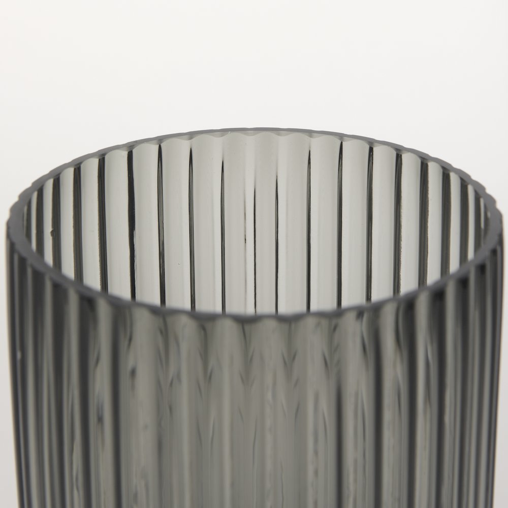 Dawn Short Smokey Black Glass Vase. Picture 10