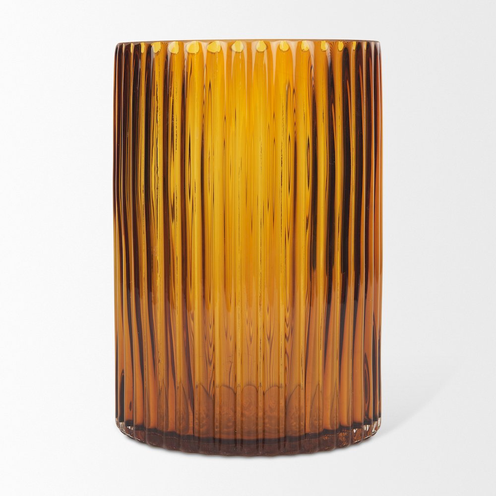 Dawn Short Amber Glass Vase. Picture 4