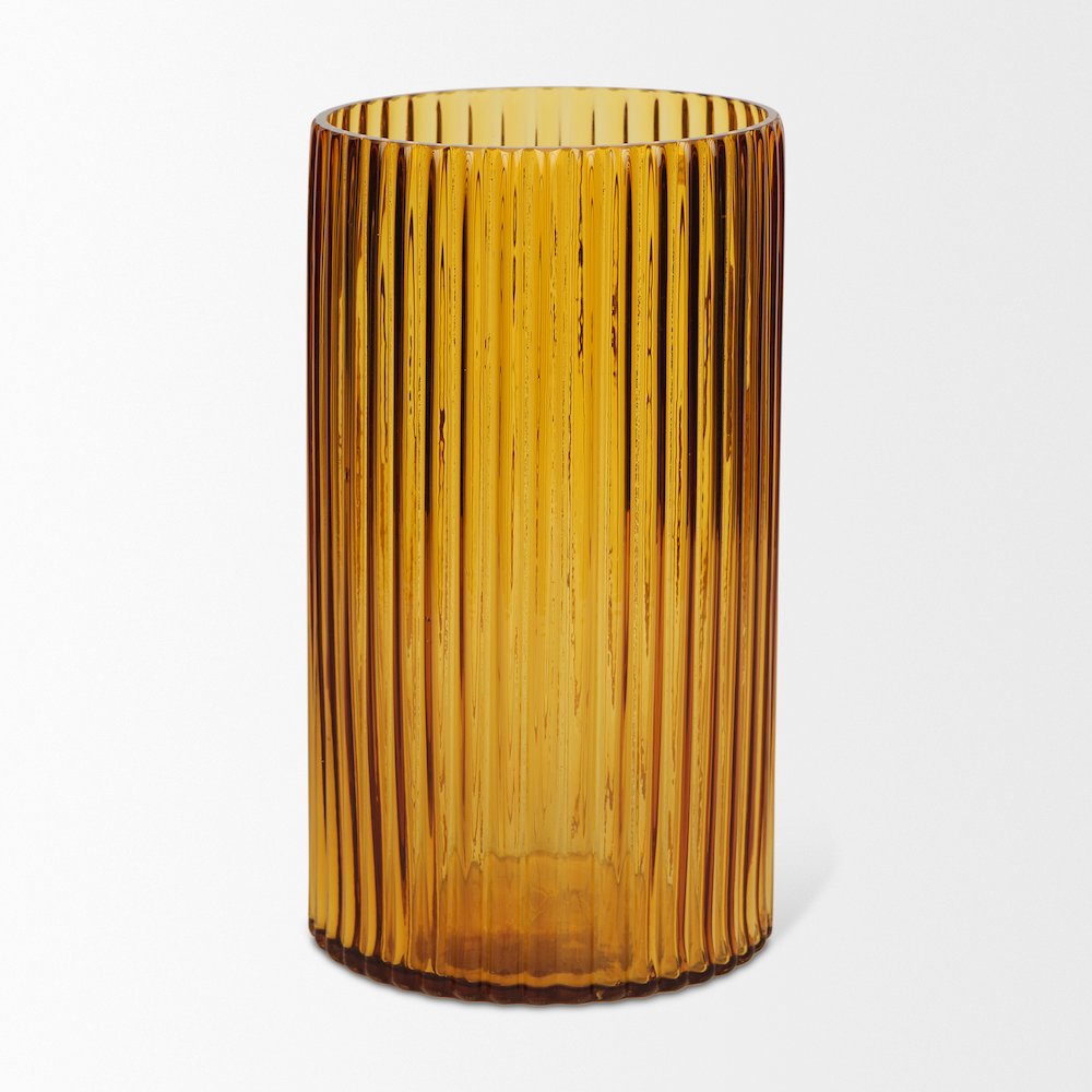 Dawn Tall Amber Glass Vase. Picture 3