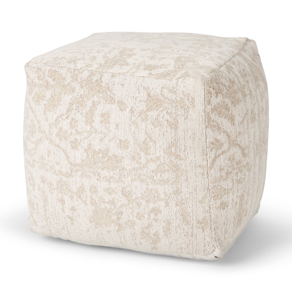 Khloe Small Cream Pouf. Picture 1