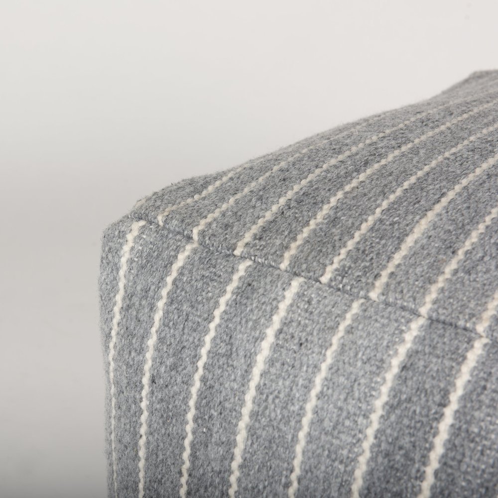 Kensie Large Blue Striped Pouf. Picture 7