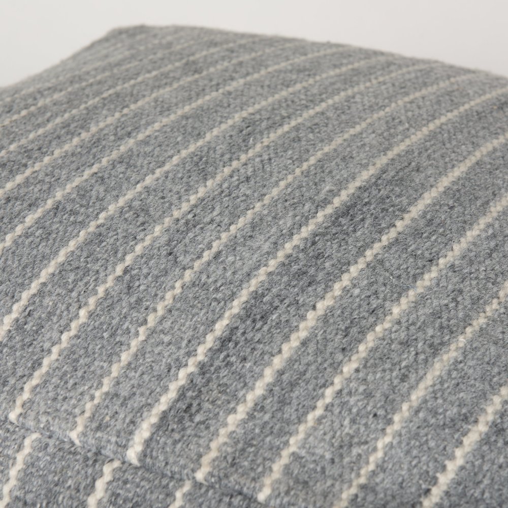 Kensie Large Blue Striped Pouf. Picture 8