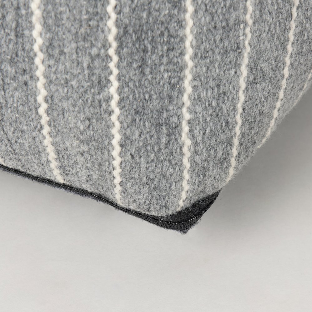 Kensie Large Blue Striped Pouf. Picture 9
