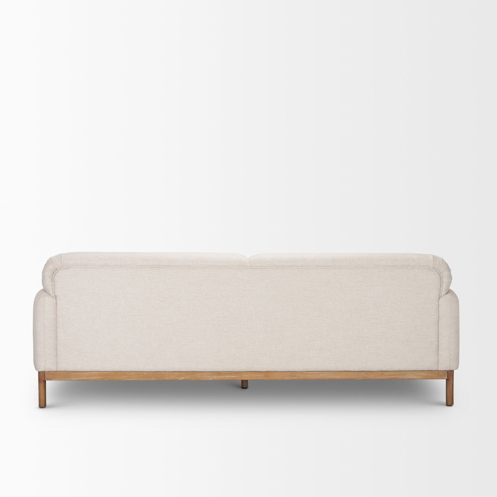 Hale Sofa Medium Brown Wood and Oatmeal Fabric. Picture 9