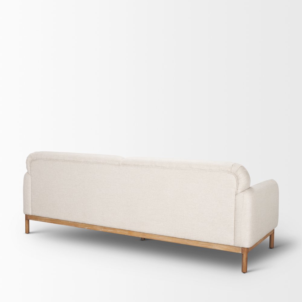 Hale Sofa Medium Brown Wood and Oatmeal Fabric. Picture 10