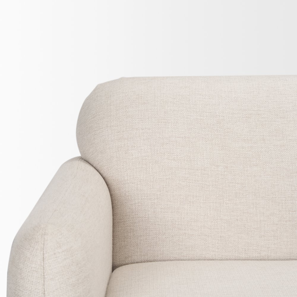 Hale Sofa Medium Brown Wood and Oatmeal Fabric. Picture 12