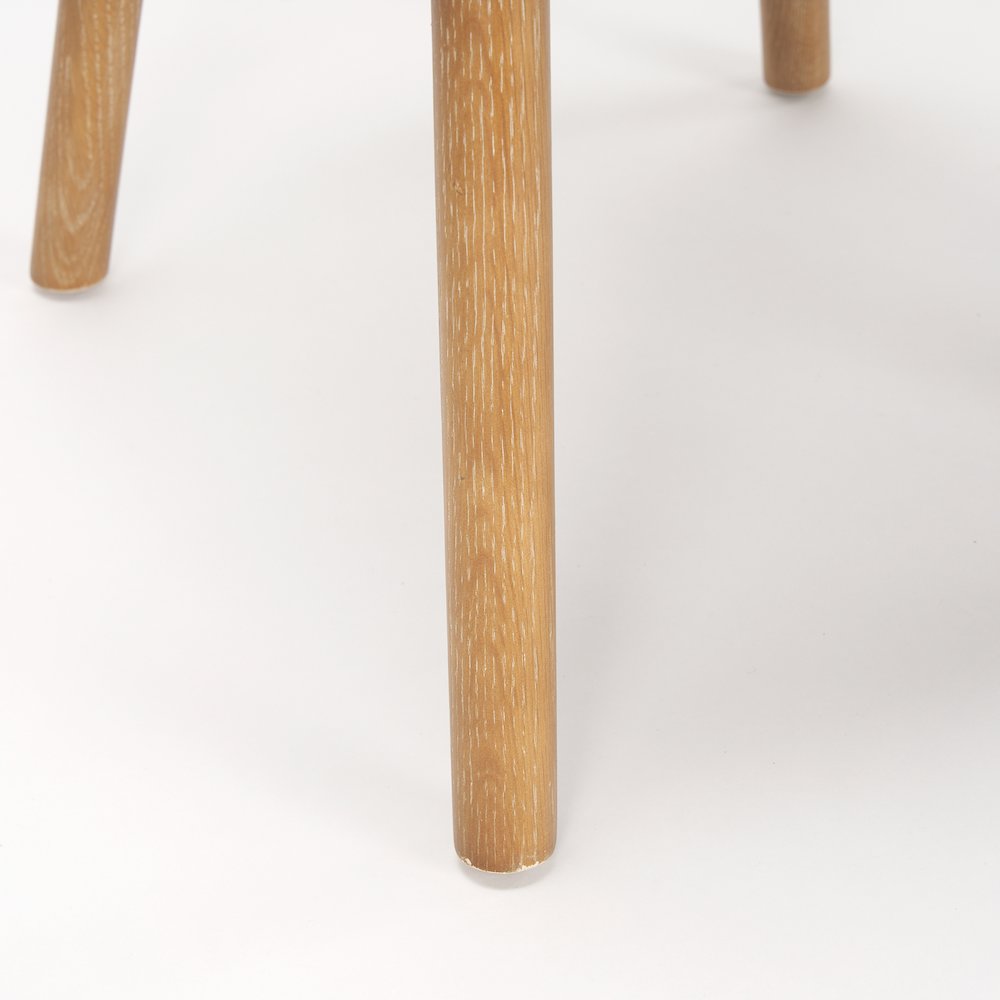Dining Chair Medium Brown Wood And Beige Fabric. Picture 4
