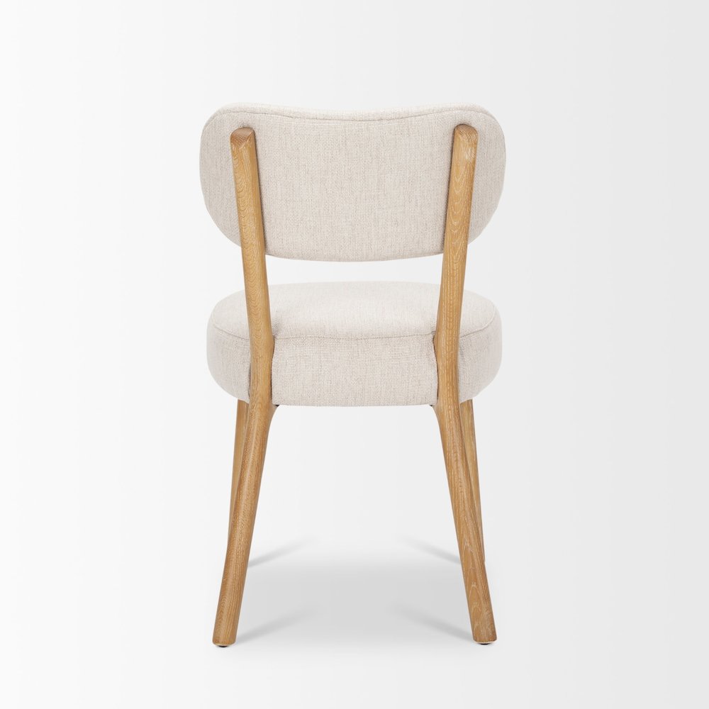 Dining Chair Medium Brown Wood And Beige Fabric. Picture 9