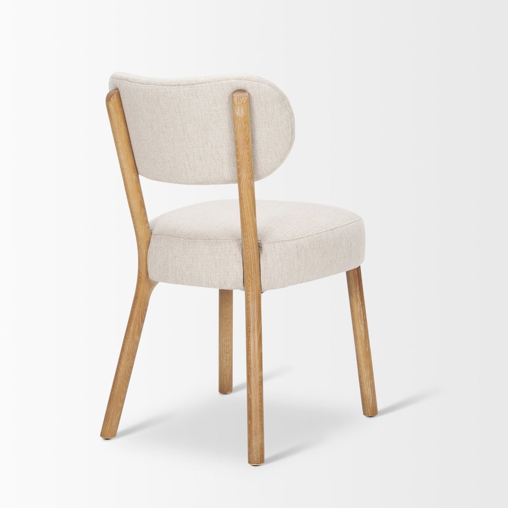 Dining Chair Medium Brown Wood And Beige Fabric. Picture 10