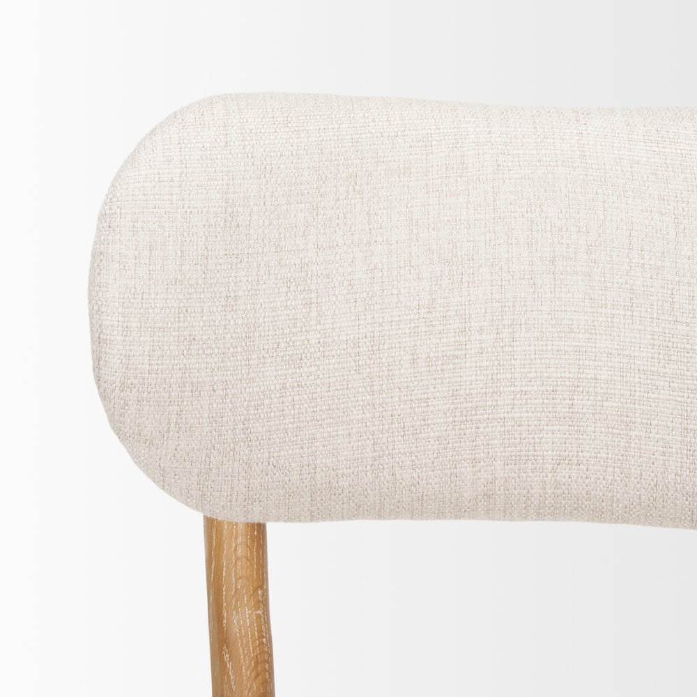 Dining Chair Medium Brown Wood And Beige Fabric. Picture 12