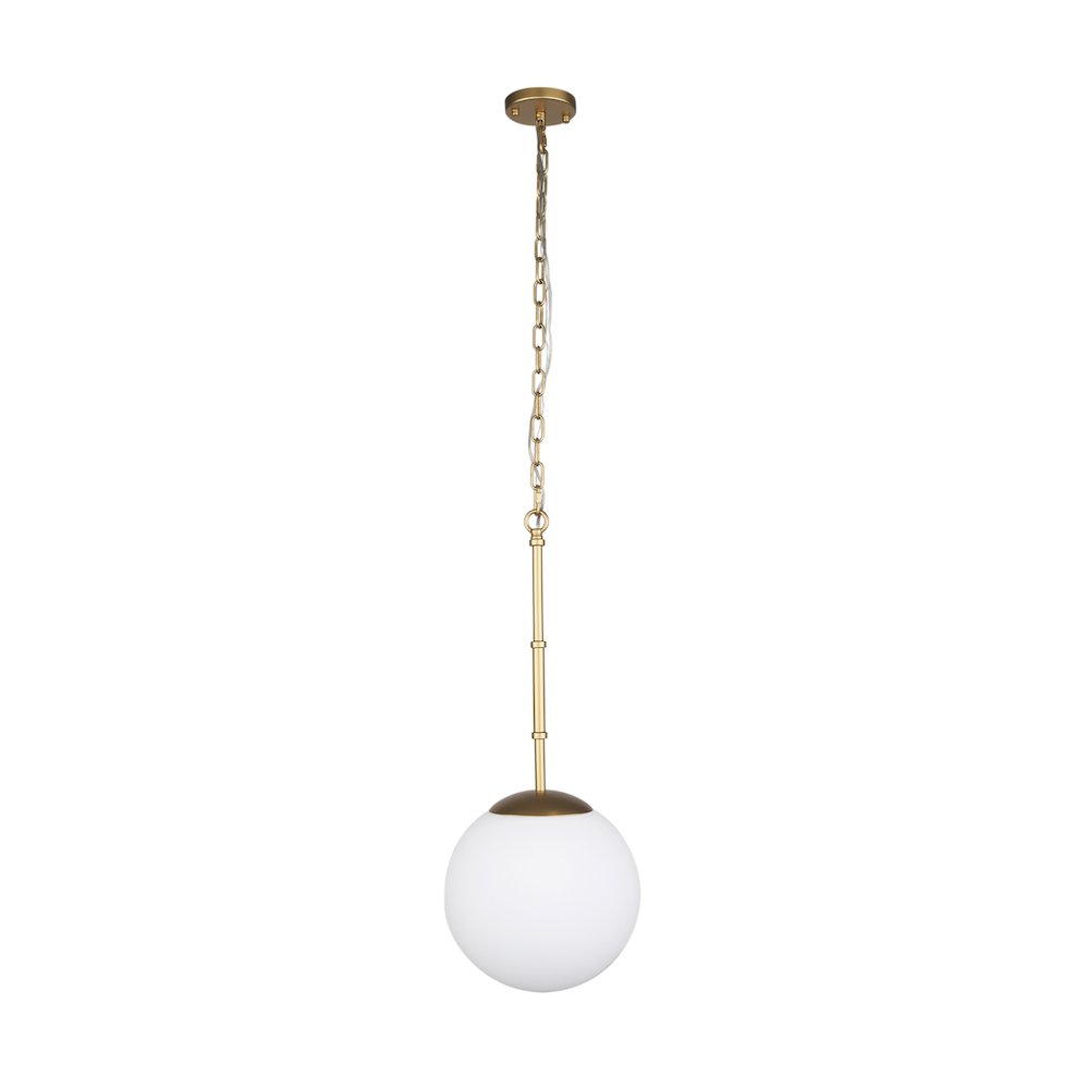 Edie Brushed Gold Metal Frosted Glass Globe 1-Light Pendant. Picture 3
