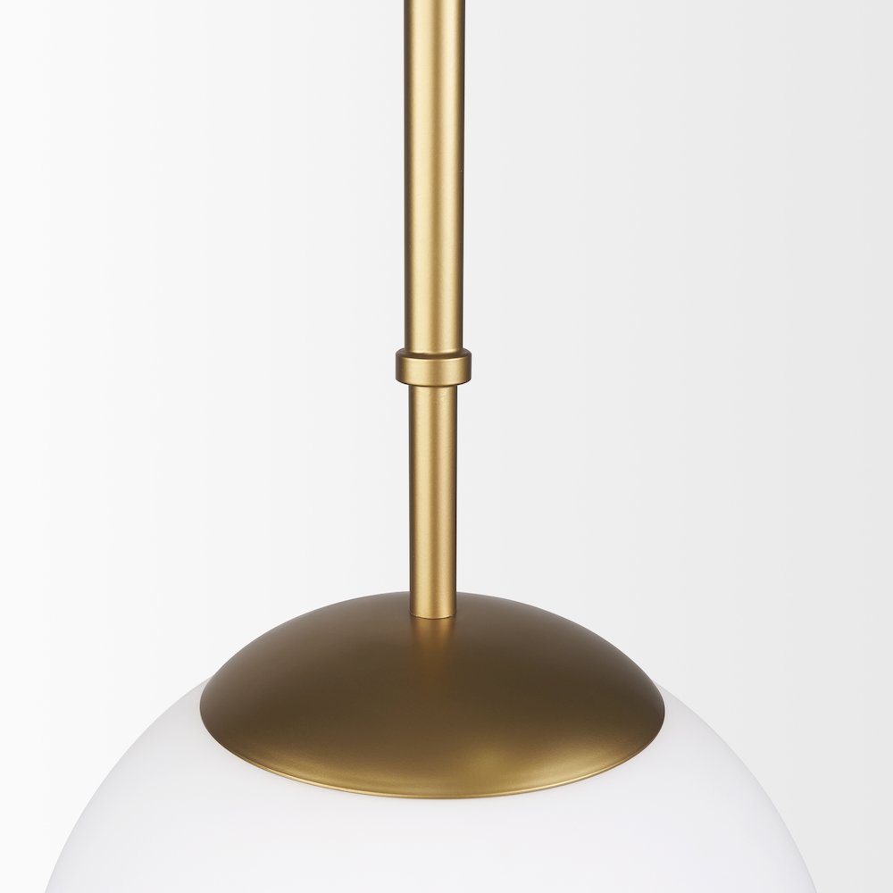 Edie Brushed Gold Metal Frosted Glass Globe 1-Light Pendant. Picture 7