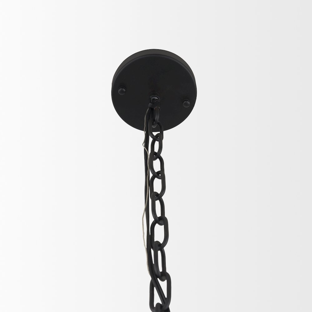 Matte Black Metal Frosted Glass Globes 6-Light Chandelier. Picture 6