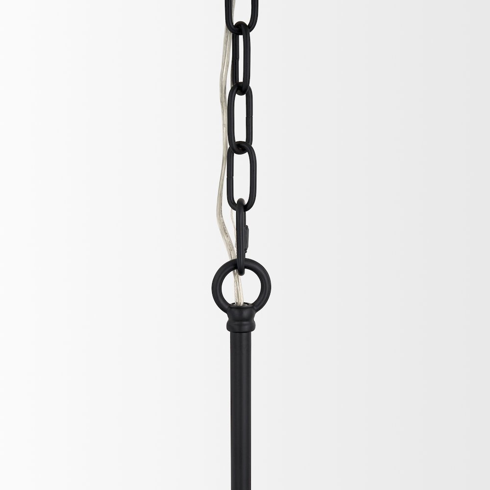 Matte Black Metal Frosted Glass Globes 6-Light Chandelier. Picture 7