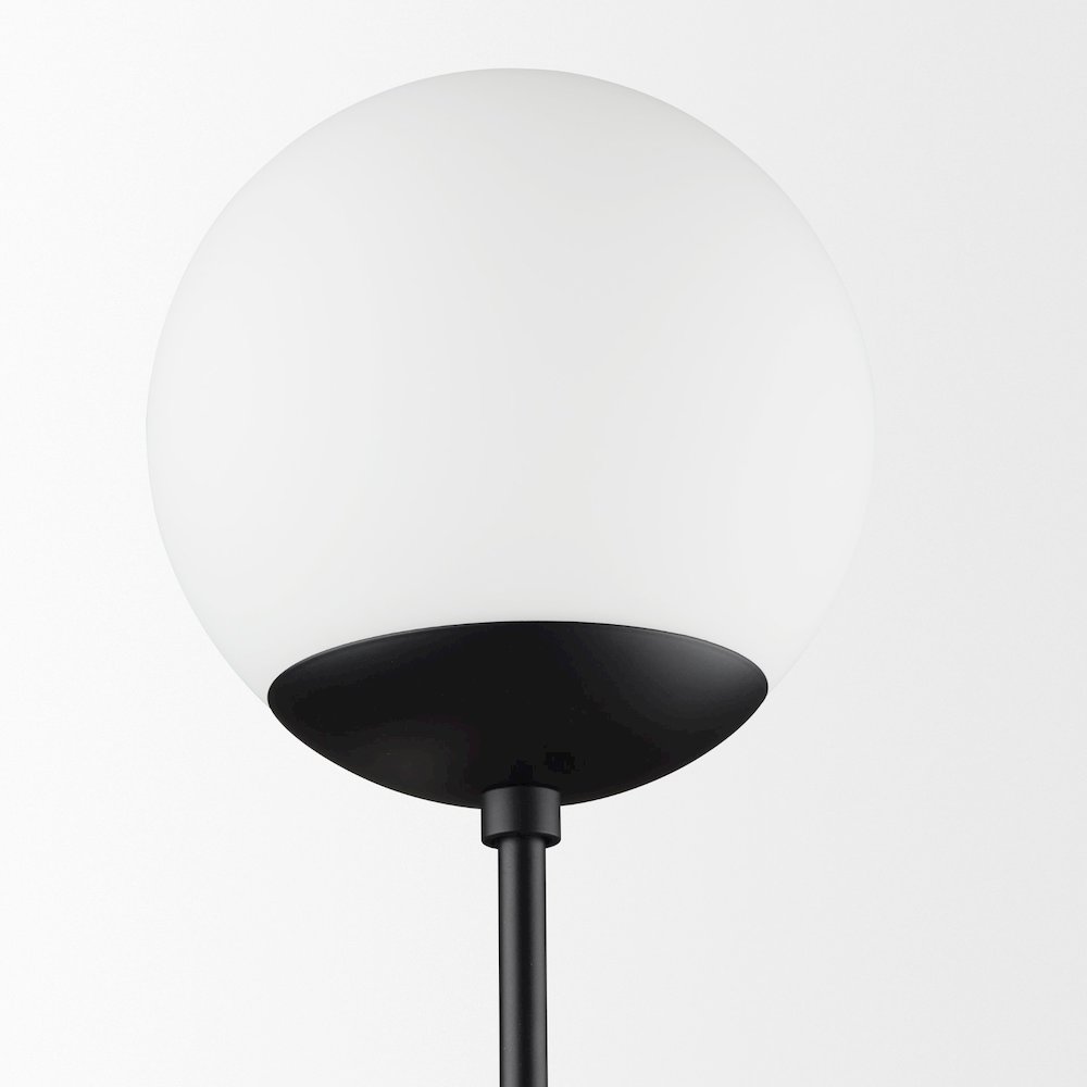 Edie Matte Black Metal Frosted Glass Globes 2-Light Wall Sconce. Picture 6