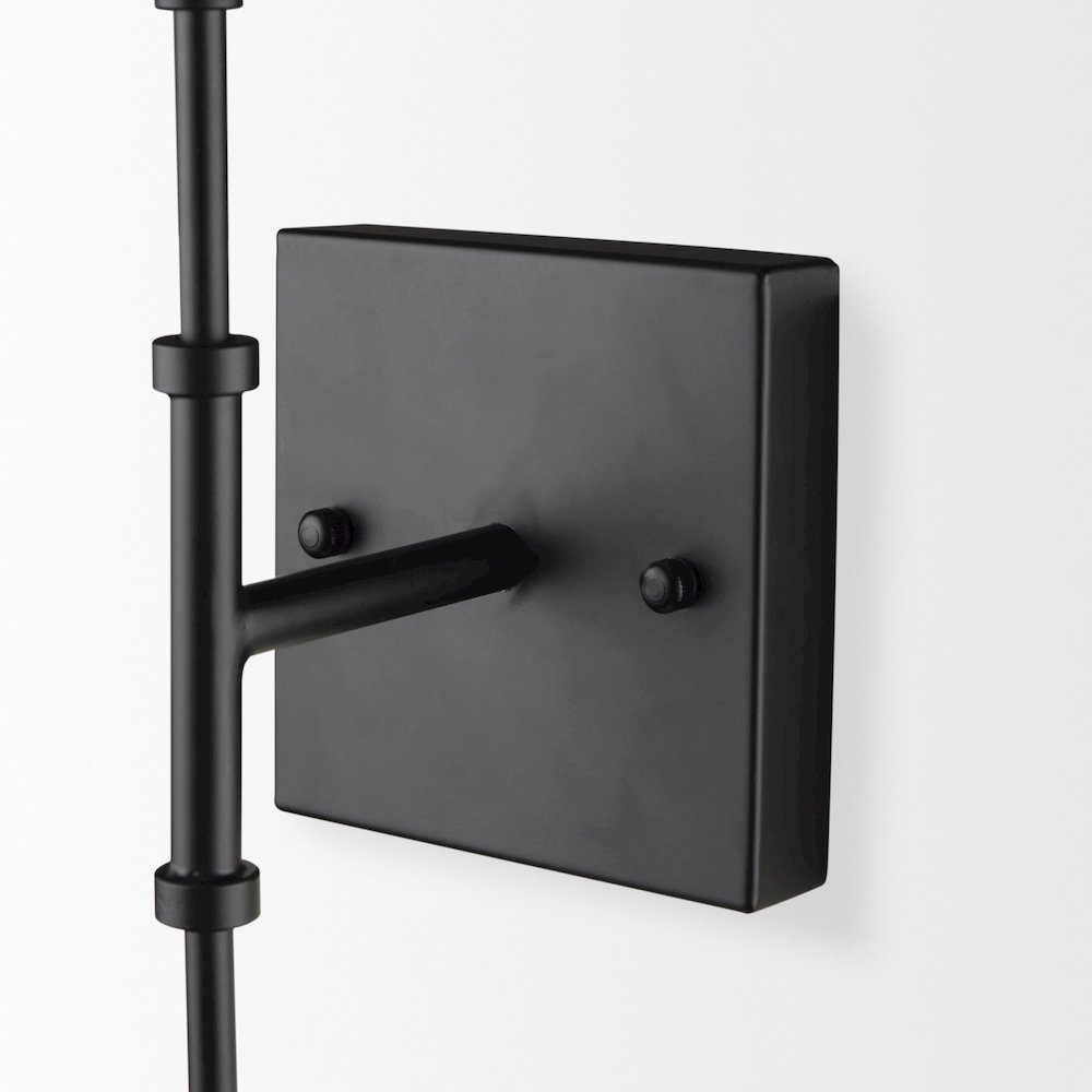Edie Matte Black Metal Frosted Glass Globes 2-Light Wall Sconce. Picture 7