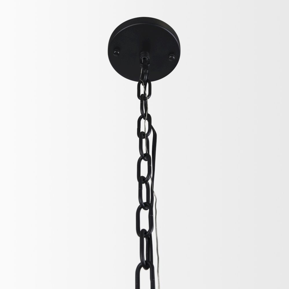 Edie Matte Black Metal Frosted Glass Globe 1-Light Pendant. Picture 5