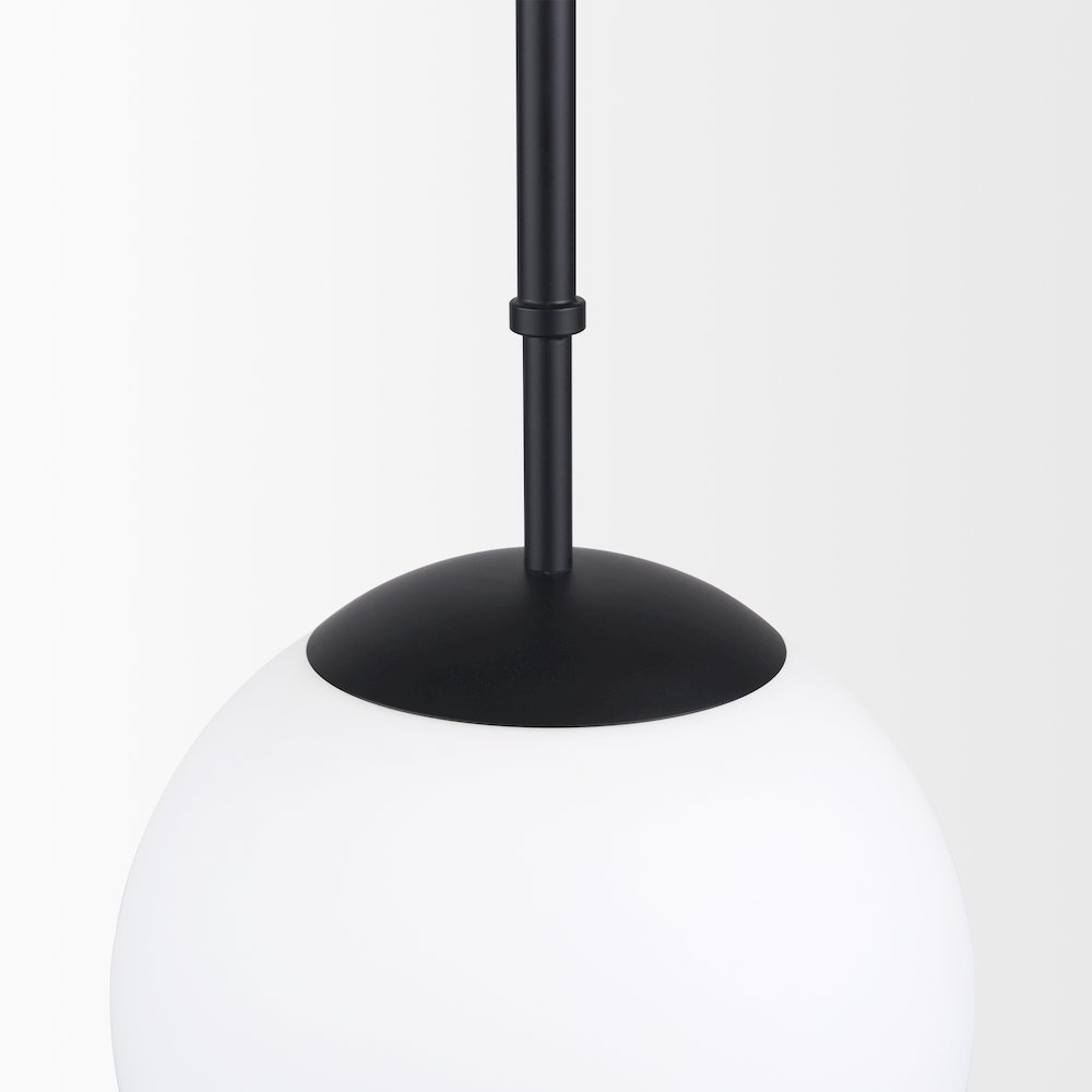 Edie Matte Black Metal Frosted Glass Globe 1-Light Pendant. Picture 7