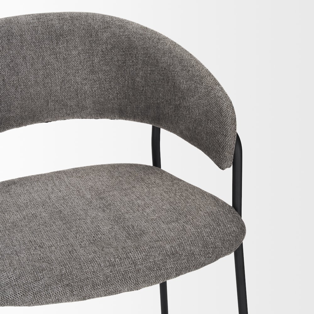 Counter Stool Gray Fabric & Matte Black Metal. Picture 2