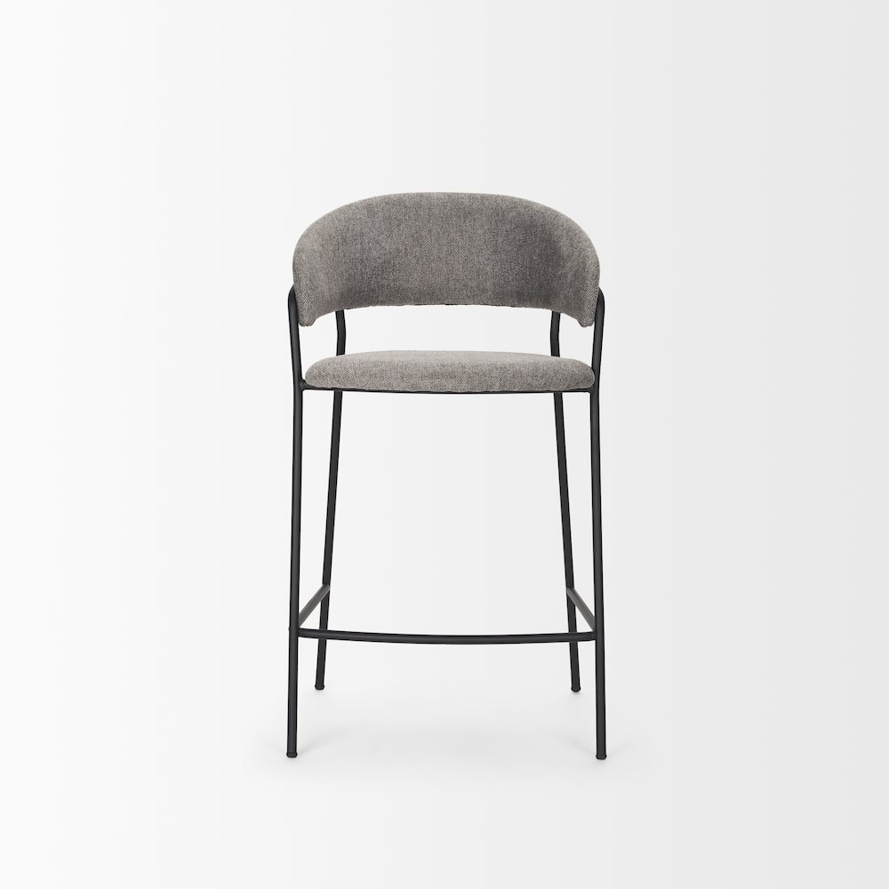 Counter Stool Gray Fabric & Matte Black Metal. Picture 6