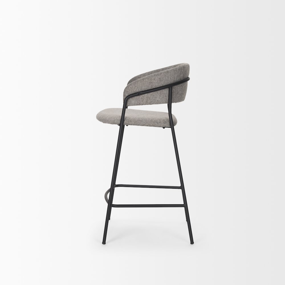 Counter Stool Gray Fabric & Matte Black Metal. Picture 7