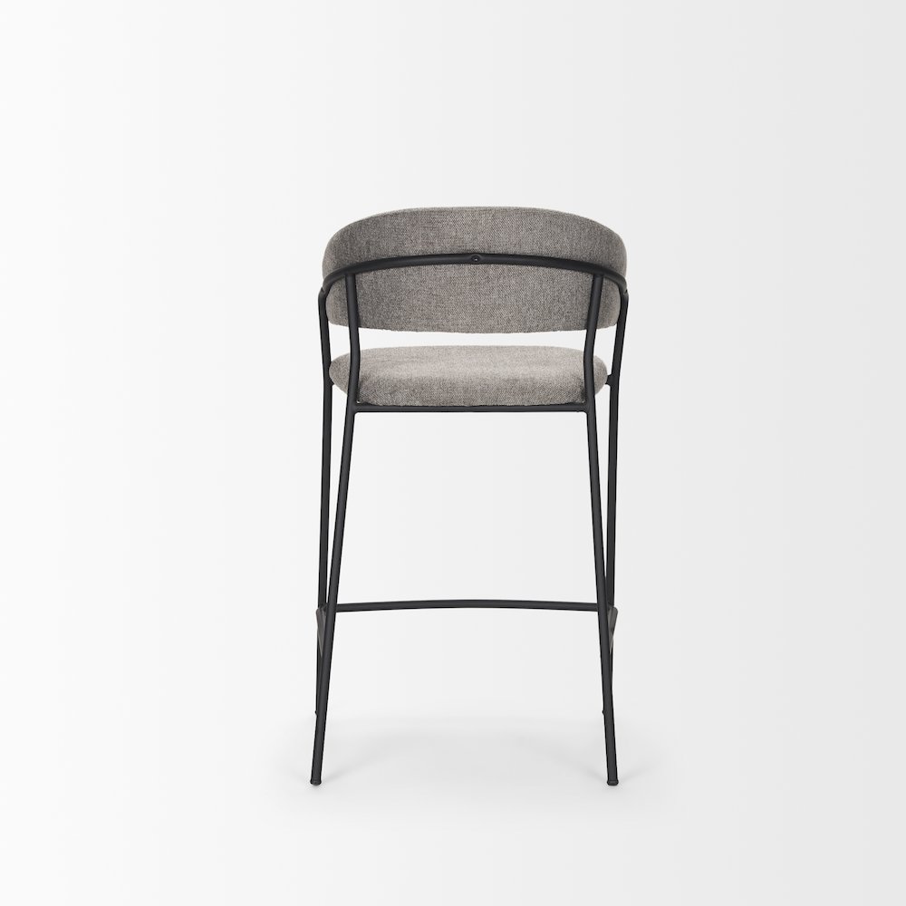 Counter Stool Gray Fabric & Matte Black Metal. Picture 8