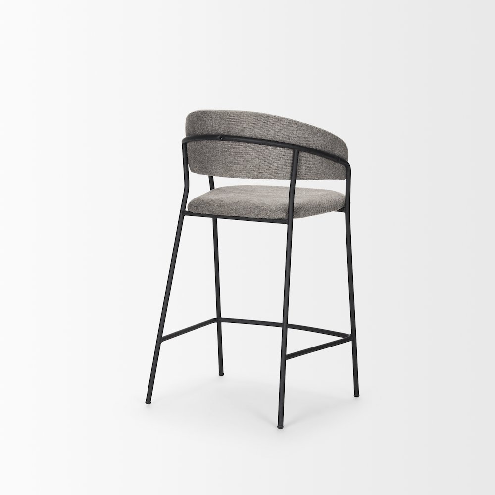 Counter Stool Gray Fabric & Matte Black Metal. Picture 9